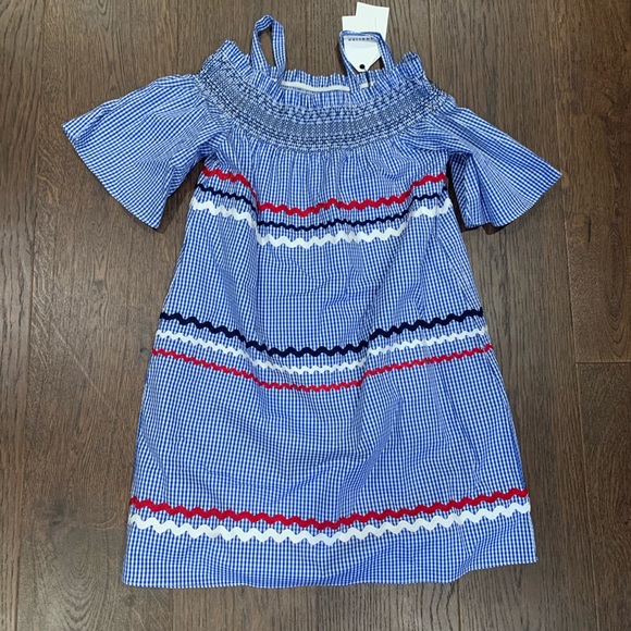 Dresses & Skirts - BNWT womens dress knit white blue red size small